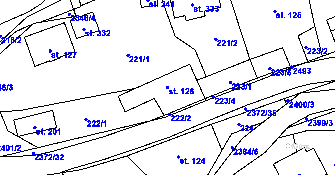 Parcela st. 126 v KÚ Všemina, Katastrální mapa