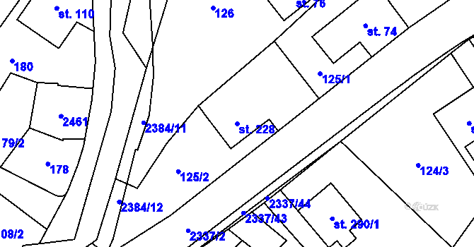 Parcela st. 228 v KÚ Všemina, Katastrální mapa