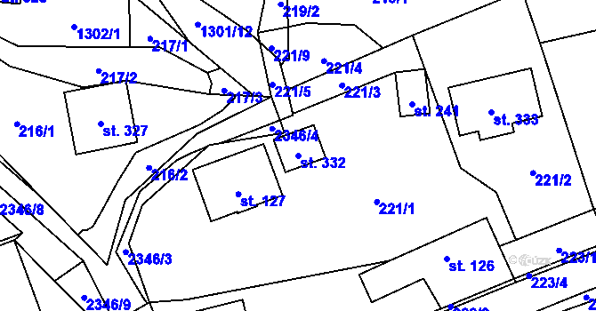 Parcela st. 332 v KÚ Všemina, Katastrální mapa