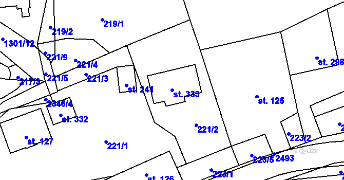 Parcela st. 333 v KÚ Všemina, Katastrální mapa