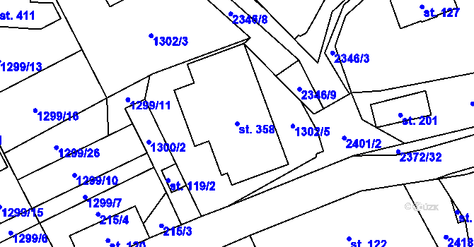 Parcela st. 358 v KÚ Všemina, Katastrální mapa