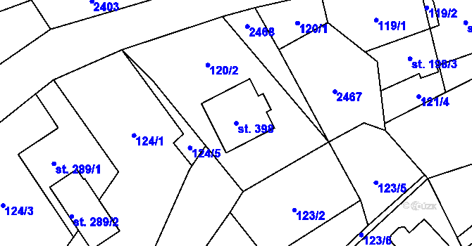 Parcela st. 398 v KÚ Všemina, Katastrální mapa