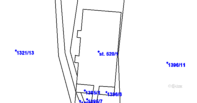Parcela st. 520/1 v KÚ Všemina, Katastrální mapa