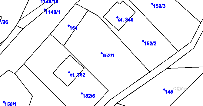 Parcela st. 152/1 v KÚ Všemina, Katastrální mapa