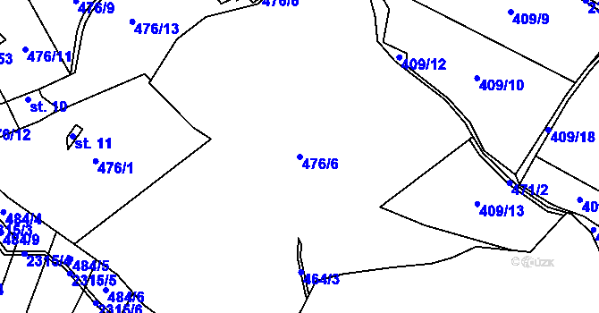 Parcela st. 476/6 v KÚ Všemina, Katastrální mapa