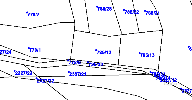 Parcela st. 785/12 v KÚ Všemina, Katastrální mapa