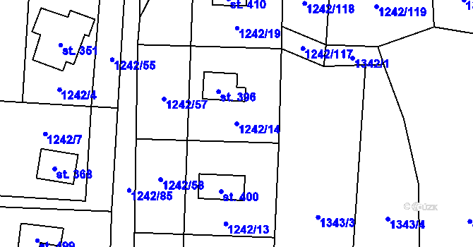 Parcela st. 1242/14 v KÚ Všemina, Katastrální mapa