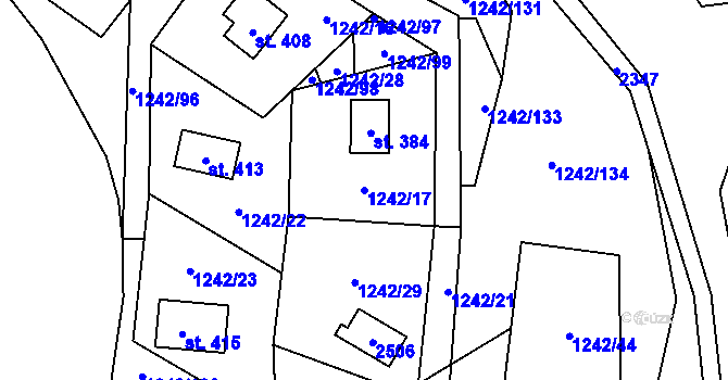 Parcela st. 1242/17 v KÚ Všemina, Katastrální mapa