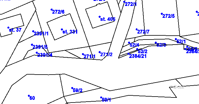 Parcela st. 271/2 v KÚ Všemina, Katastrální mapa