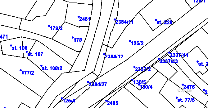 Parcela st. 2384/12 v KÚ Všemina, Katastrální mapa