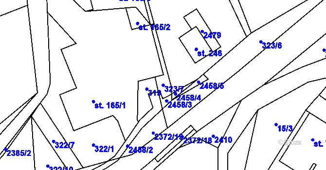 Parcela st. 323/7 v KÚ Všemina, Katastrální mapa
