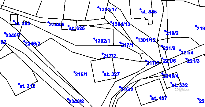 Parcela st. 217/2 v KÚ Všemina, Katastrální mapa