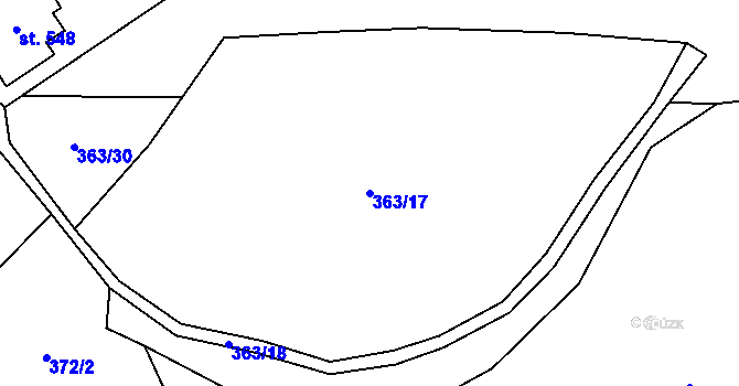 Parcela st. 363/17 v KÚ Všemina, Katastrální mapa