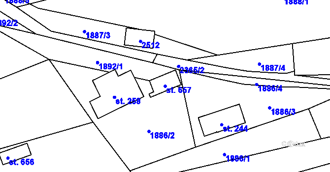 Parcela st. 657 v KÚ Všemina, Katastrální mapa