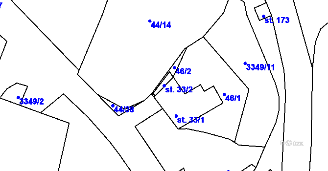 Parcela st. 33/2 v KÚ Bohunice nad Vltavou, Katastrální mapa