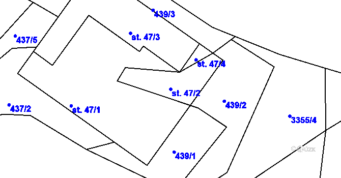 Parcela st. 47/2 v KÚ Bohunice nad Vltavou, Katastrální mapa