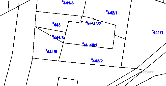 Parcela st. 48/1 v KÚ Bohunice nad Vltavou, Katastrální mapa