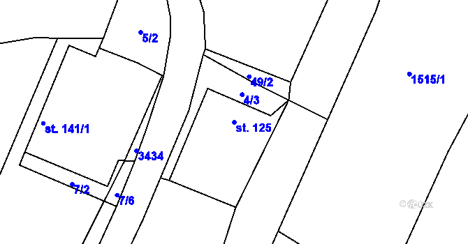 Parcela st. 125 v KÚ Bohunice nad Vltavou, Katastrální mapa