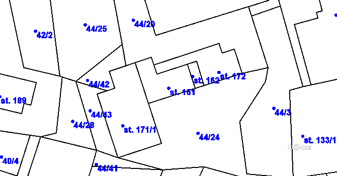 Parcela st. 161 v KÚ Bohunice nad Vltavou, Katastrální mapa