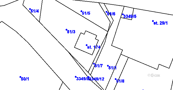 Parcela st. 174 v KÚ Bohunice nad Vltavou, Katastrální mapa