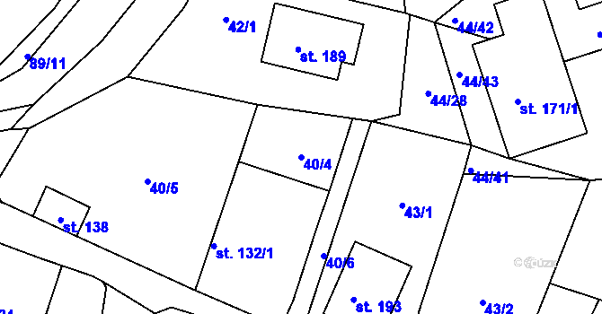 Parcela st. 40/4 v KÚ Bohunice nad Vltavou, Katastrální mapa