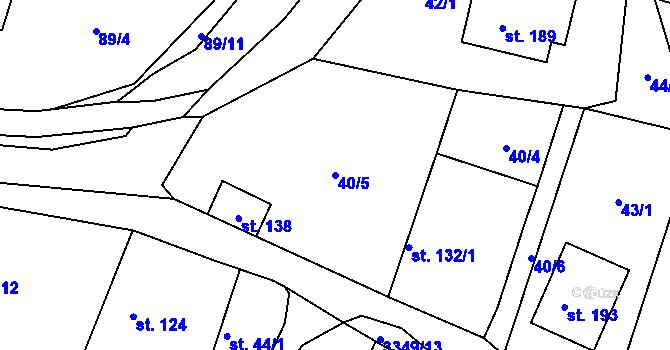 Parcela st. 40/5 v KÚ Bohunice nad Vltavou, Katastrální mapa