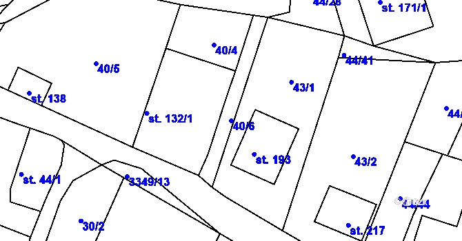 Parcela st. 40/6 v KÚ Bohunice nad Vltavou, Katastrální mapa