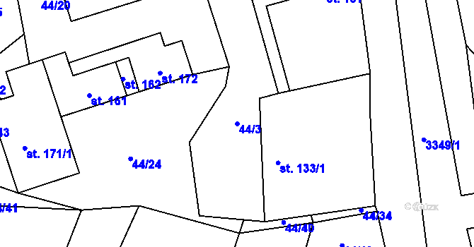 Parcela st. 44/3 v KÚ Bohunice nad Vltavou, Katastrální mapa