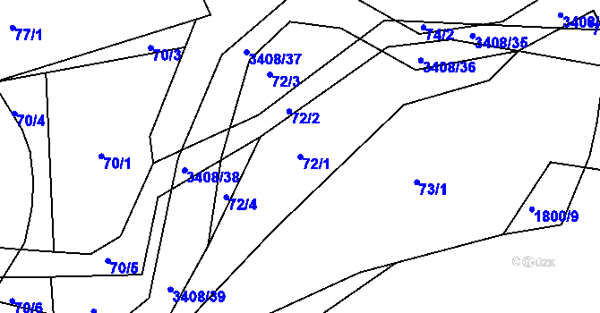 Parcela st. 72/1 v KÚ Bohunice nad Vltavou, Katastrální mapa
