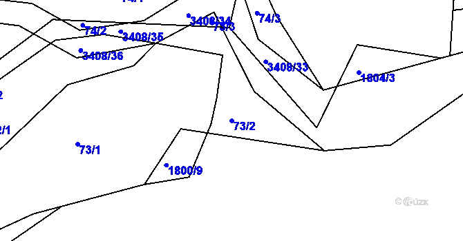 Parcela st. 73/2 v KÚ Bohunice nad Vltavou, Katastrální mapa