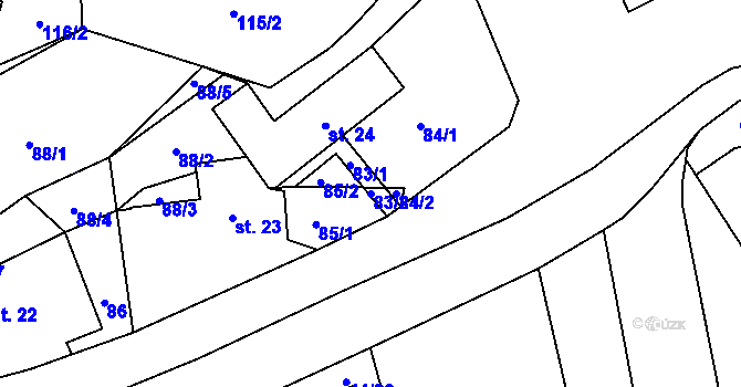 Parcela st. 83/2 v KÚ Bohunice nad Vltavou, Katastrální mapa