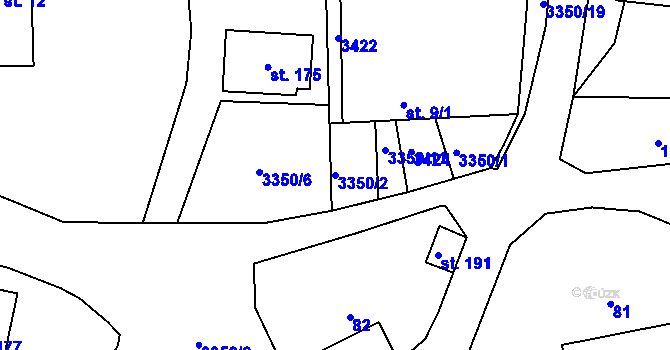 Parcela st. 3350/2 v KÚ Bohunice nad Vltavou, Katastrální mapa