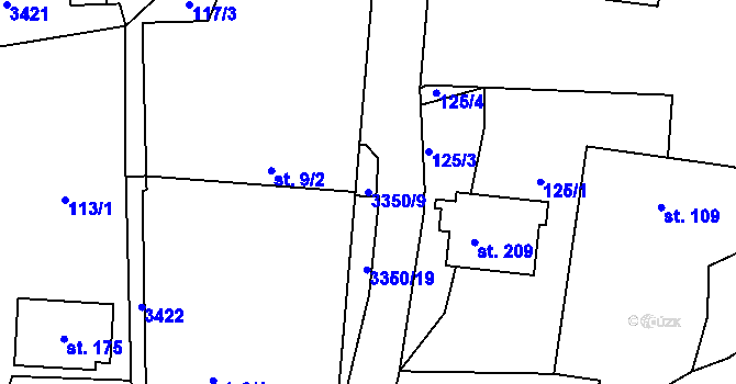 Parcela st. 3350/9 v KÚ Bohunice nad Vltavou, Katastrální mapa