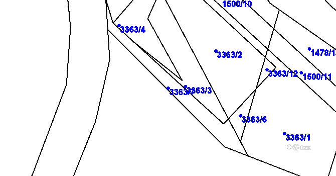 Parcela st. 3363/7 v KÚ Bohunice nad Vltavou, Katastrální mapa