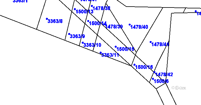 Parcela st. 3363/11 v KÚ Bohunice nad Vltavou, Katastrální mapa