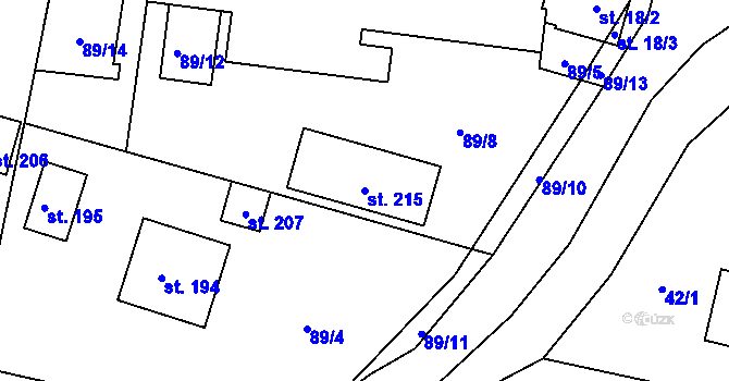 Parcela st. 215 v KÚ Bohunice nad Vltavou, Katastrální mapa