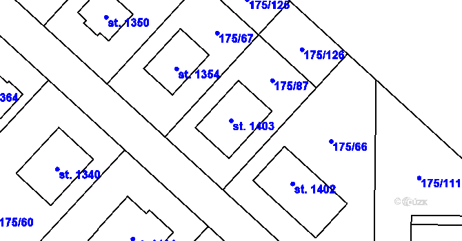 Parcela st. 1403 v KÚ Všemyslice, Katastrální mapa