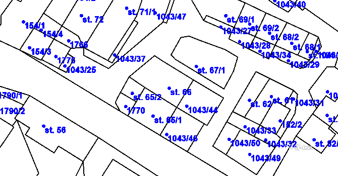 Parcela st. 66 v KÚ Všemyslice, Katastrální mapa
