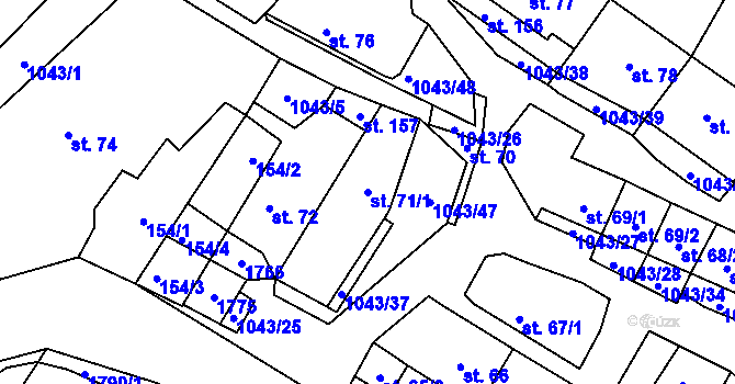 Parcela st. 71/1 v KÚ Všemyslice, Katastrální mapa