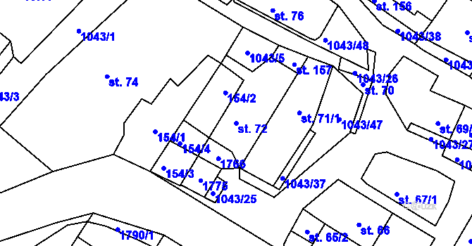 Parcela st. 72 v KÚ Všemyslice, Katastrální mapa