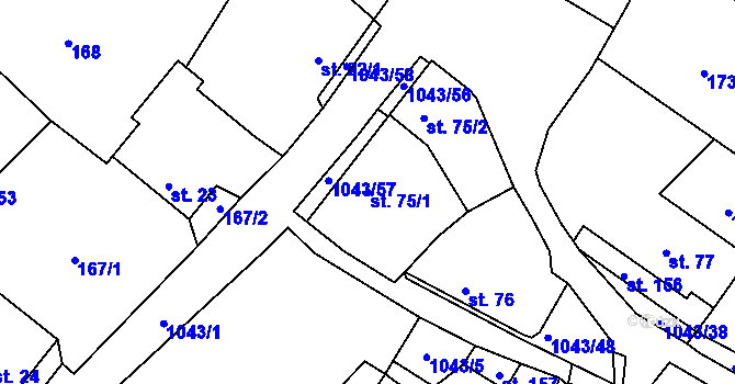Parcela st. 75/1 v KÚ Všemyslice, Katastrální mapa