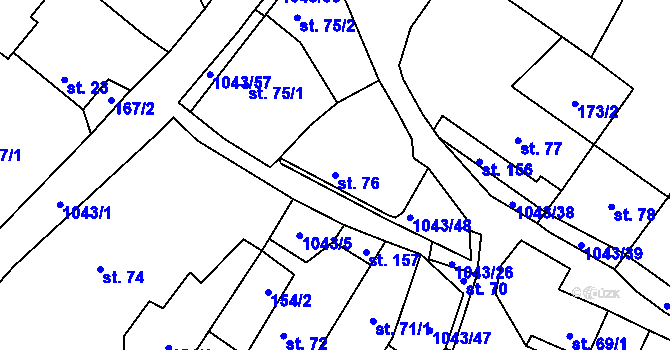 Parcela st. 76 v KÚ Všemyslice, Katastrální mapa