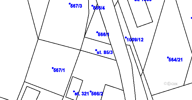 Parcela st. 85/3 v KÚ Všemyslice, Katastrální mapa