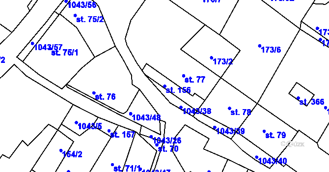 Parcela st. 156 v KÚ Všemyslice, Katastrální mapa