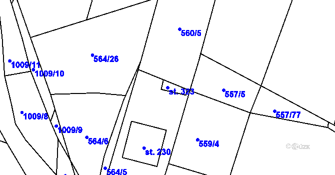 Parcela st. 323 v KÚ Všemyslice, Katastrální mapa
