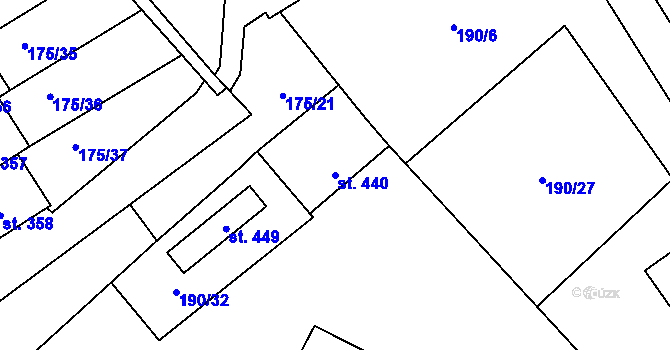 Parcela st. 440 v KÚ Všemyslice, Katastrální mapa