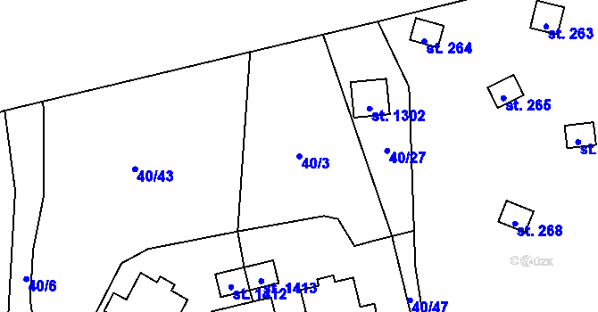 Parcela st. 40/3 v KÚ Všemyslice, Katastrální mapa