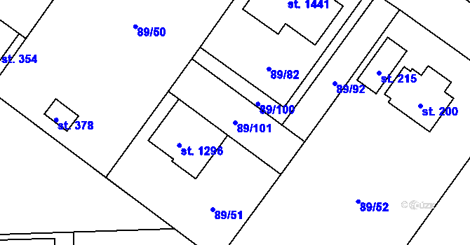 Parcela st. 89/101 v KÚ Všemyslice, Katastrální mapa