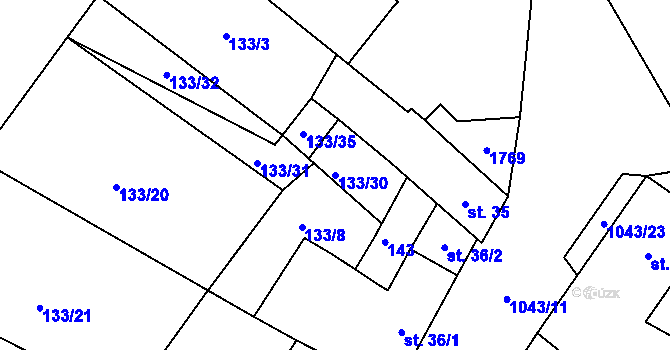 Parcela st. 133/30 v KÚ Všemyslice, Katastrální mapa