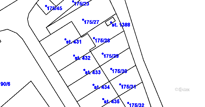 Parcela st. 175/29 v KÚ Všemyslice, Katastrální mapa